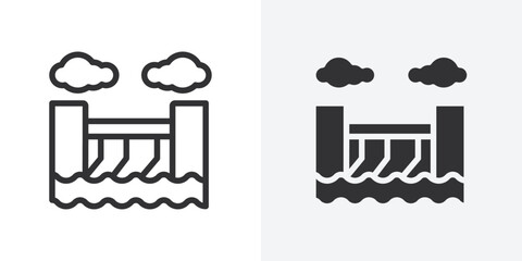 Fototapeta premium Hydroelectric dam icon Outline vector sign