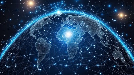 Obraz premium Global Network Connection: A Digital Earth Visualization