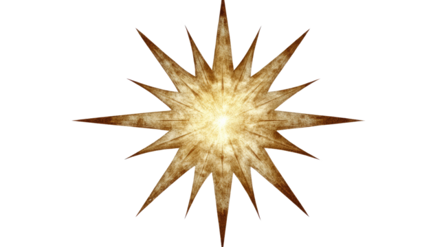 Golden Starburst:  A shimmering, eight-pointed golden starburst glows with celestial radiance, evoking a sense of hope, guidance, and festive cheer. 