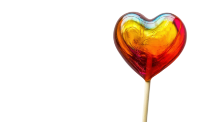 Colorful heart lollipop on transparent background