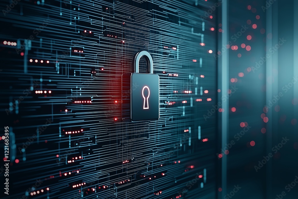 Aufkleber a close-up view of a digital lock on a cybernetic backdrop, highlighting the theme of security and p