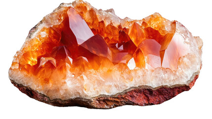 Orange Calcite Geode:  A vibrant orange calcite geode, showcasing intricate crystal formations and a captivating contrast of colors.  This geode is a testament to the beauty of nature's artistry.
