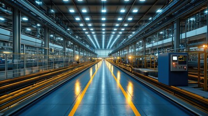 Fototapeta premium Modern Factory Interior: A Glimpse into Industrial Automation