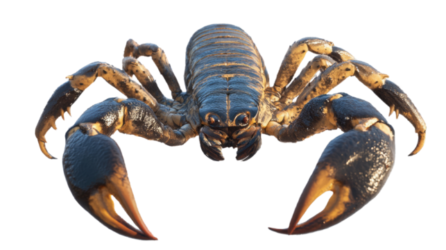 Whip Scorpion Closeup: A whip scorpion, also known as a vinegaroon, stares directly at the camera with its intimidating pedipalps and segmented tail raised.