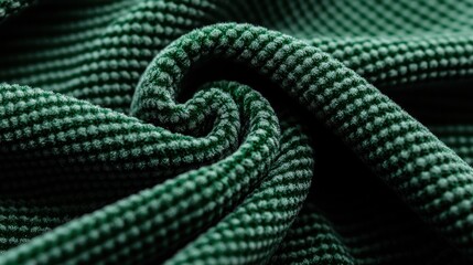 Fototapeta premium Close-up of textured green fabric showcasing its soft, woven surface.