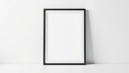 Blank picture frame on minimalist white background