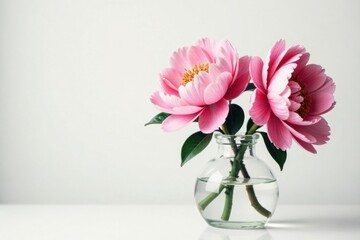 Obraz premium Delicate watercolor peony flowers in a vase, flowers, bouquet