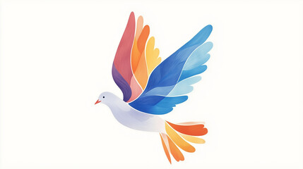 Obraz premium Dove in flight, against a white background