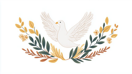 Fototapeta premium Dove in flight, against a white background