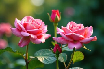 Softly blooming garden roses , garden, nature