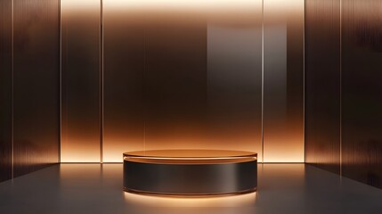 Gradient-Tinted Glass Podium with Sleek Metallic Base for Luxury Product Advertising