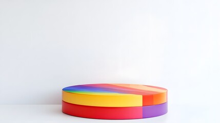 Vibrant Rainbow-Striped Podium for Versatile Product Marketing Display