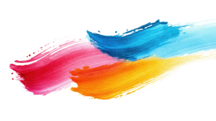 Colorful watercolor brush stroke on transparent background