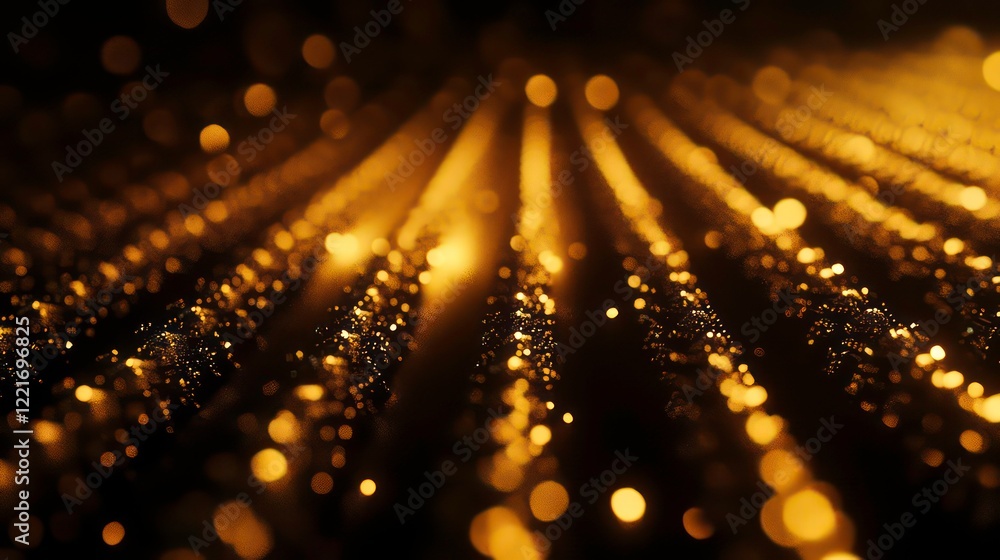 Poster rows of gold stars fading into the distance, with bokeh dots getting larger.