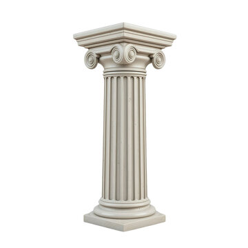 Isolated Ionic Order Classical Column Architectural Model Isolated on Transparent Background