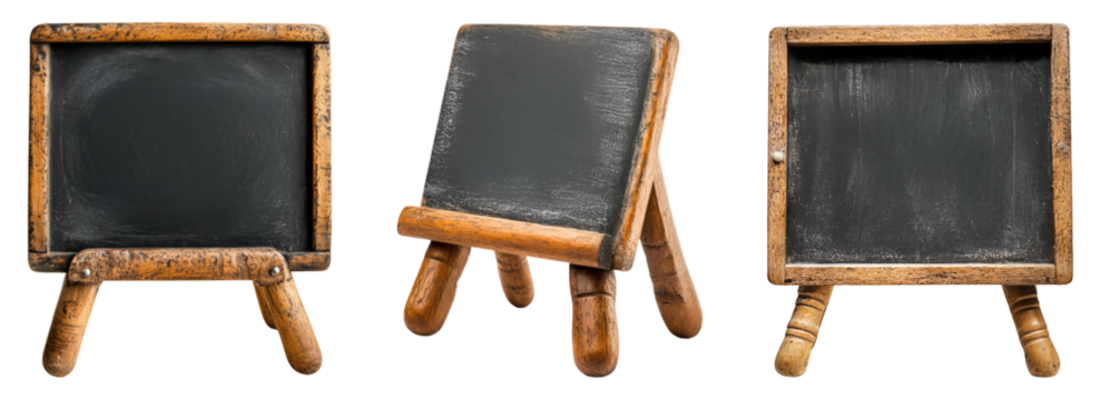 Small wooden chalkboard on a transparent background, ideal for signage