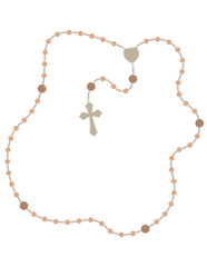 Pray the Rosary, Catholic Marian Devotion, realistic, all 50 beads, wooden beads, flat vector illustration