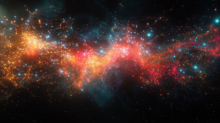 Naklejka premium Vibrant Nebula in Deep Space with Cosmic Colors