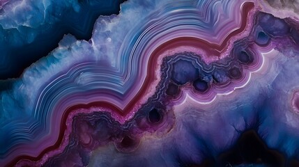 Polished Agate Cross-Section: Blue, Purple, and Pink Banding