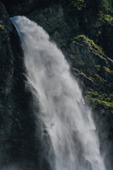 The Waterfall. Beauty in nature, amazing waterfall in forest. Waterfall landscape. Cascading waterfall. Water falling.