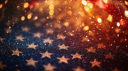 A Sparkling stars and festive lights create vibrant backdrop for celebration, embodying patriotic fervor and joy