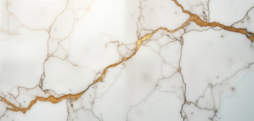 High-resolution image of elegant white marble. Subtle gold veins create luxurious pattern on smooth surface. Marble texture ideal for interior design projects. Natural stone perfect as wallpaper,