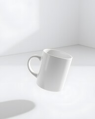 Obraz premium Floating White Mug: Minimalist Ceramic Design in Soft Light