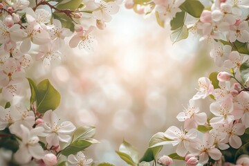 Obraz premium Tree branch flower Photo, Summer spring painted frames, Photo art