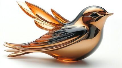 Amber Glass Bird Sculpture: A Modern Avian Masterpiece