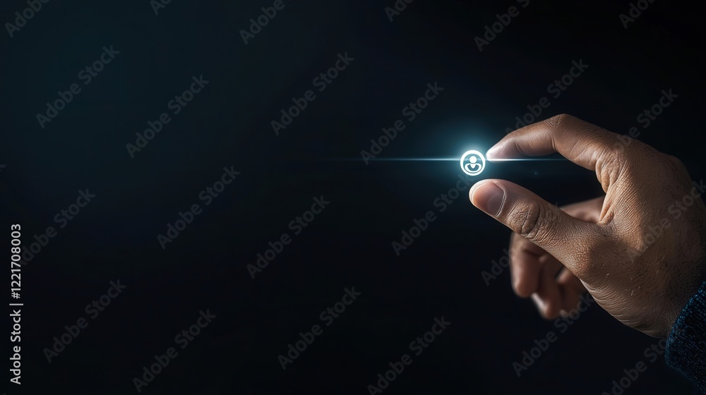 Poster a glowing search bar being typed into, representing research and data collection.