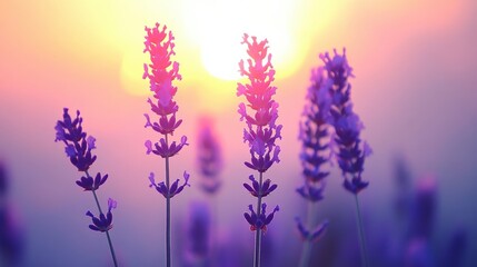 Obraz premium Serene Lavender Field at Sunset Glow