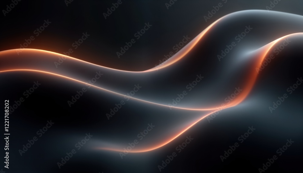 Poster abstract design features radiant arcs. series of luminous curves. modern gradient effect on dark bac