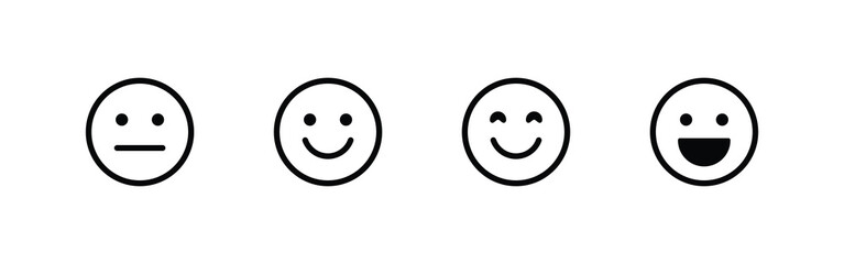 smiley emoticons, happy face. rating or feedback emojis. line outline emoticon. web vector icon
