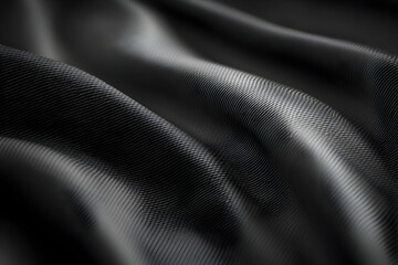 Naklejka premium Abstract black fabric texture with elegant waves and soft folds, creating a luxurious and sophisticated backdrop.