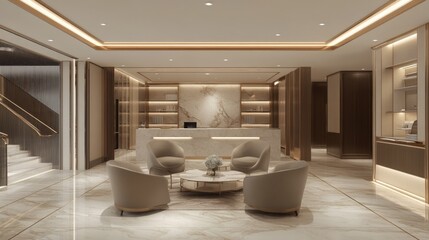 Sophisticated Modern Office Interior with High-End Desks and Chairs