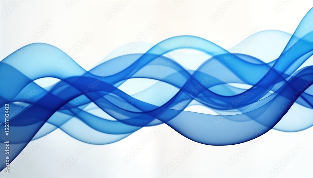 Poster abstract vibrant blue wavy lines create dynamic motion effect on white background. modern design ele