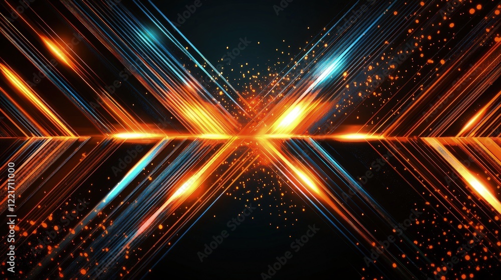 Poster abstract glowing lines and sparks dynamic background digital art