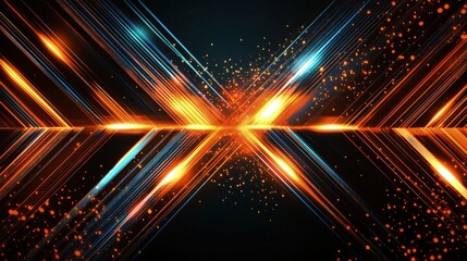 Obraz premium Abstract Glowing Lines and Sparks Dynamic Background Digital Art