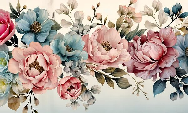 Pastel floral arrangement, website banner, soft background