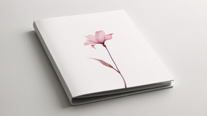 Stylish white notebook featuring hand painted pink flower and leaf watercolor design on the cover perfect for journaling