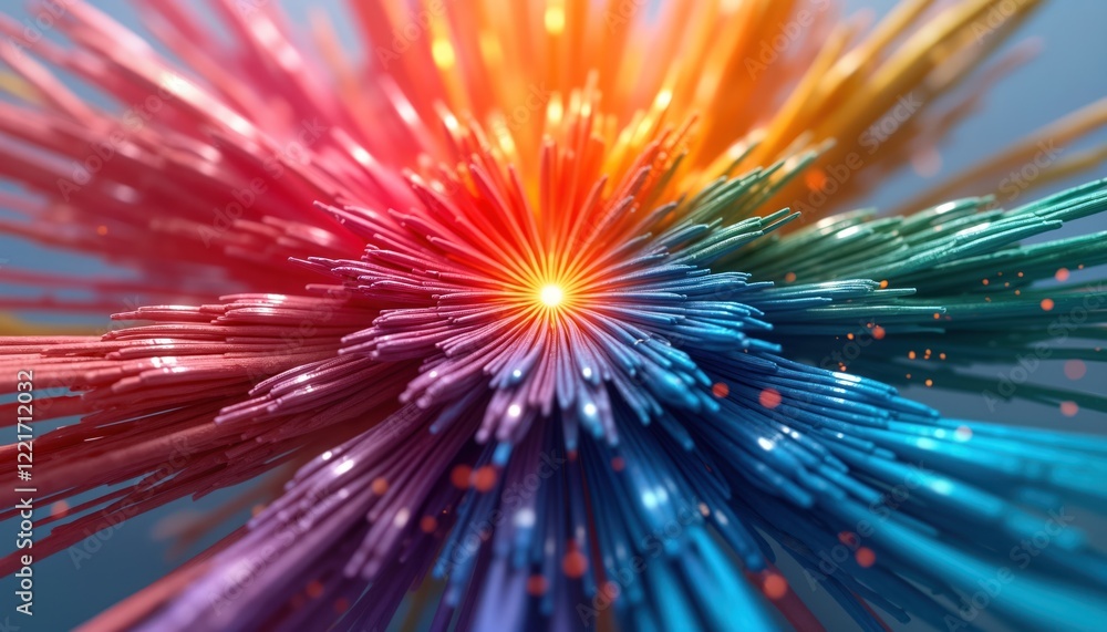 Poster abstract vibrant design radiating from central point. stunning array of colors. dynamic patterns bur