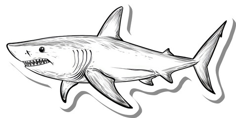 Obraz premium A Great White Shark Sketch Sticker Design