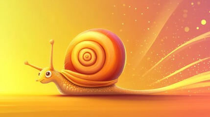 2D cartoon illustration of a snail making an effort to move quickly