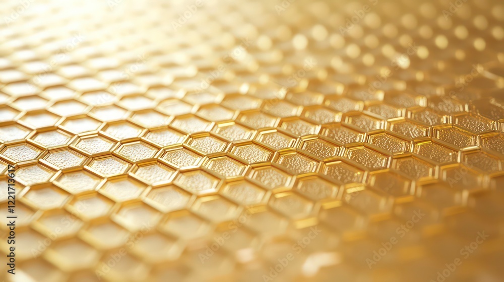 Poster 3d rendered abstract golden hexagonal honeycomb texture perfect for technology themes and business p