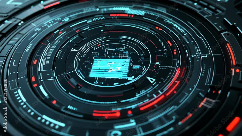 Aufkleber digital technology interface displaying a futuristic circuit design with vibrant colors