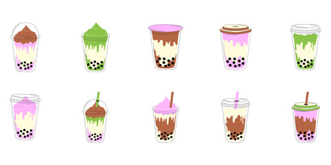 Boba Drink Illustration Set