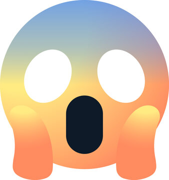 Naklejki Screaming in Fear emoji face. surprised or shocked emoticon with open mouth and two hands to the sides of the head