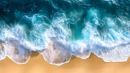 Fototapeta premium Top view ocean blue wave beach isolated on transparent background. Sapphire Peak. Illustration