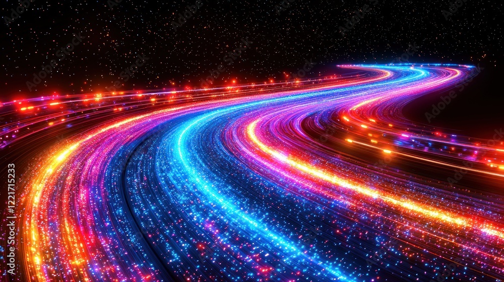Poster abstract colorful light trails: a dynamic visual journey