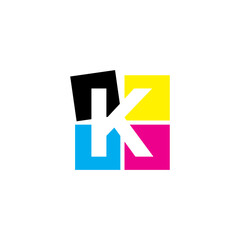 Negative Space Letter K With CMYK Color